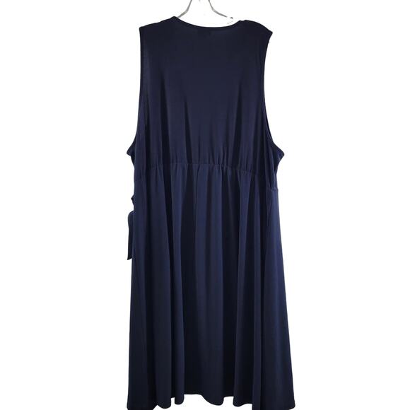 Torrid Women's Blue Faux Wrap Sleeveless V Neck Dress Size 4(26) 4X    2623-0139 - Picture 5 of 8